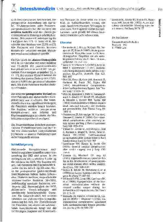 Vorschauseite 5: Abdominelle Komplikationen nach kardiochirurgischen Eingriffen