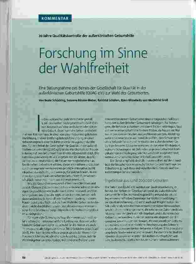 Vorschauseite 1: Forschung im Sinne der Wahifreiheit