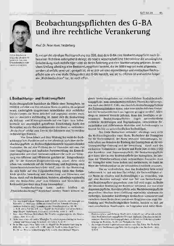 Vorschauseite 1: Beobachtungspflichten des G-BA l und ihre rechtliche Verankerung