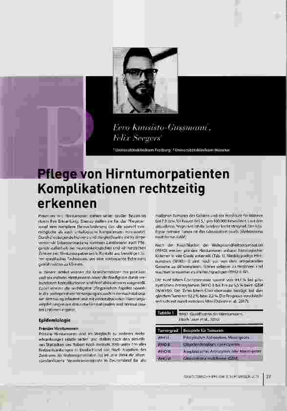 Vorschauseite 1: Pflege von Hirntumorpatienten Komplikationen rechtzeitig erkennen