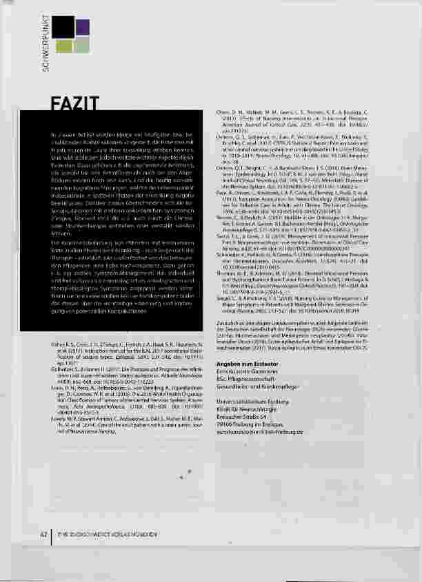 Vorschauseite 6: Pflege von Hirntumorpatienten Komplikationen rechtzeitig erkennen