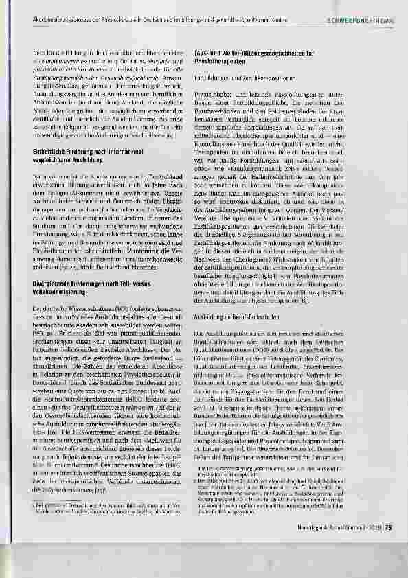 Vorschauseite 3: Akademisierungsprozess der Physiotherapie in Deutschland im bildungsund gesundheitspolitischen Kontext