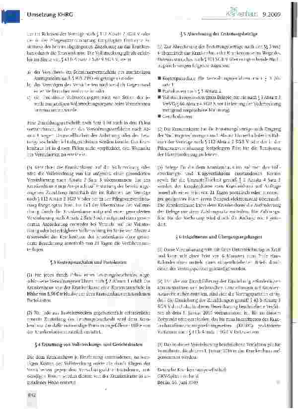 Vorschauseite 3: Vereinbarung zur Umsetzung der Kostenerstattung nach § 43 b Absatz 3 Satz 8 SGB Vzwischen der Deutschen Krankenhausgesellschaft und dem GKV-Spitzenverband