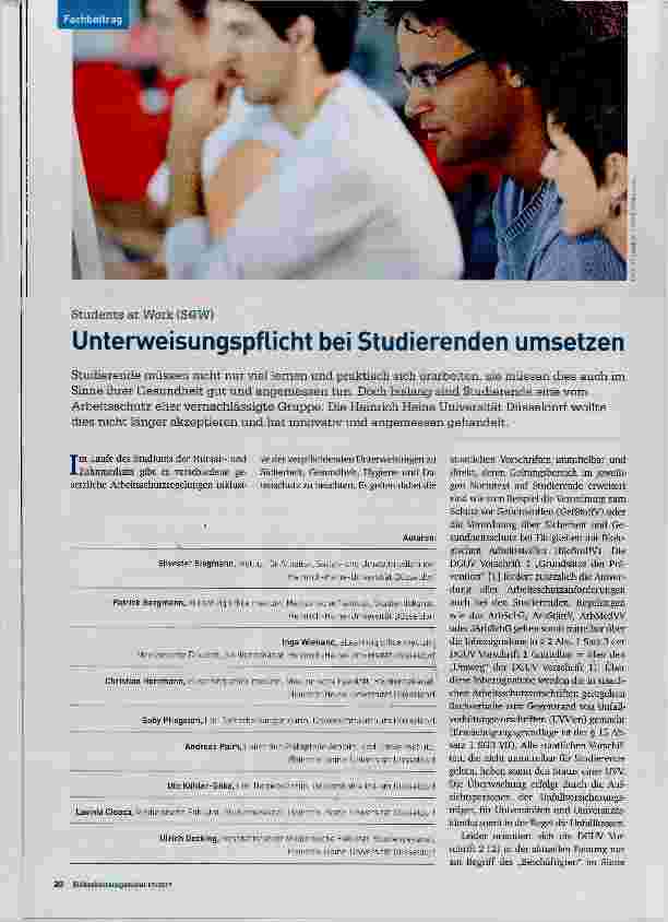 Vorschauseite 1: Unterweisungspflicht bei Studierenden umsetzen