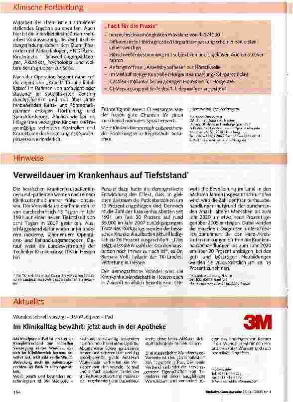Vorschauseite 1: Verweildauer im Krankenhaus auf Tiefststand