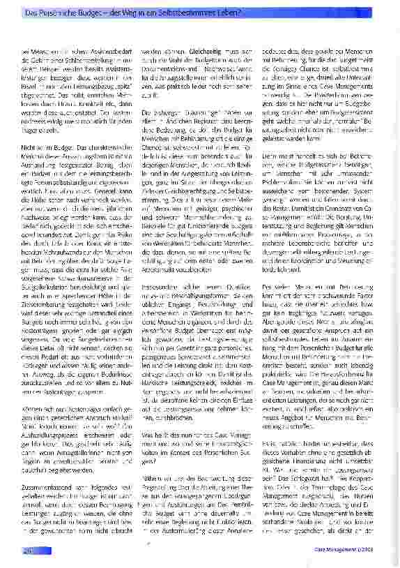 Vorschauseite 3: Das Persönliche Budget - der Weg in ein Selbstbestimmtes Leben?