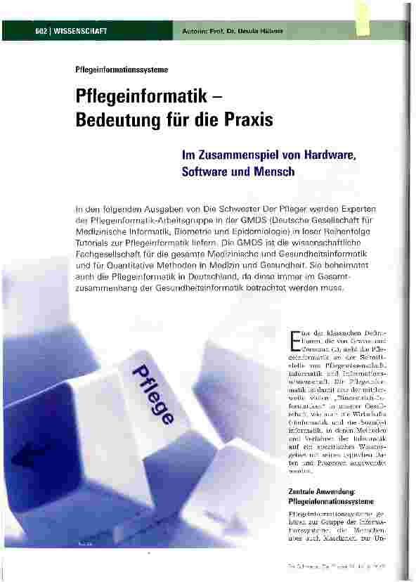 Vorschauseite 1: Pflegeinformatik -Bedeutung für die Praxis