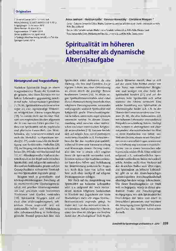 Vorschauseite 1: Spiritualität im höheren Lebensalter als dynamische Alter(n)saufgabe