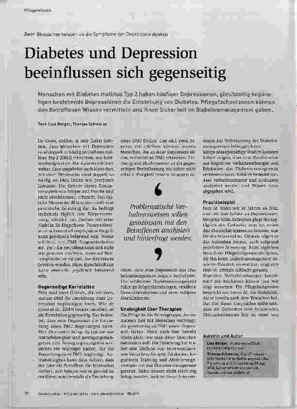 Vorschauseite 1: Diabetes und Depression beeinflussen sich gegenseitig