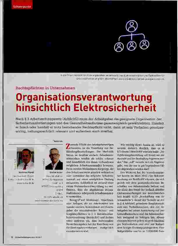 Vorschauseite 1: Organisationsverantwortung hinsichtlich Elektrosicherheit