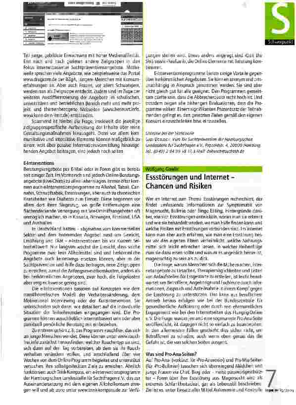 Vorschauseite 2: Neue Wege der Suchtprävention im Internet