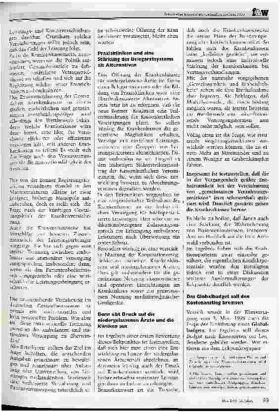 Vorschauseite 2: Schwieriger Konsens zur Gesundheitsreform 2000