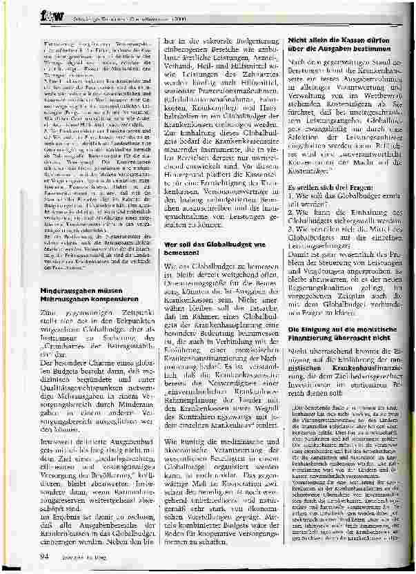 Vorschauseite 3: Schwieriger Konsens zur Gesundheitsreform 2000