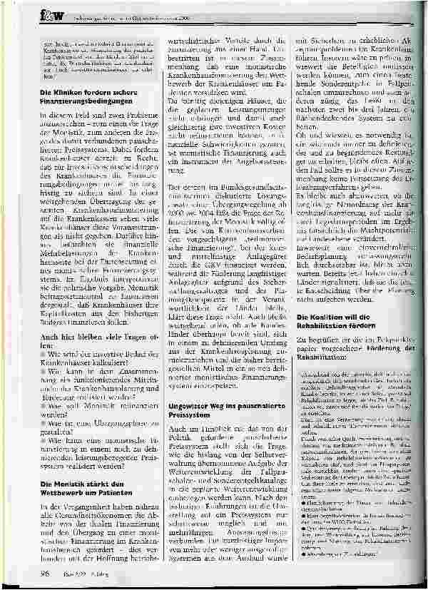 Vorschauseite 4: Schwieriger Konsens zur Gesundheitsreform 2000