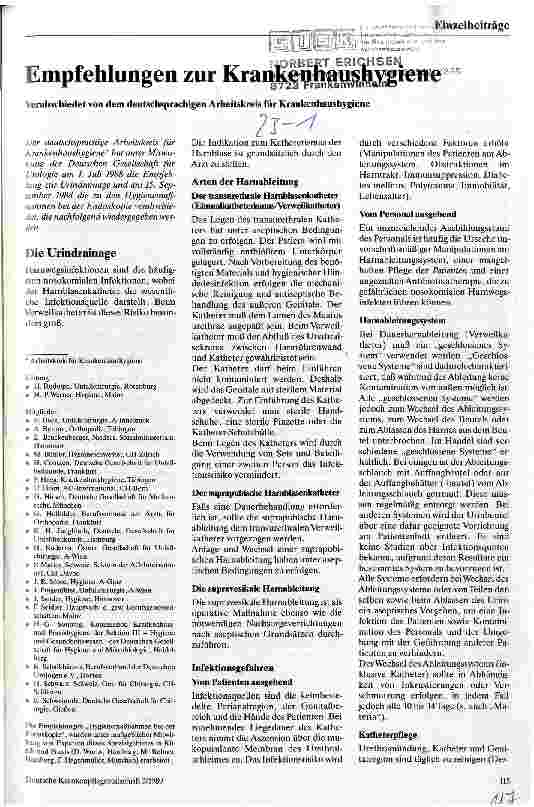 Vorschauseite 1: Empfehlungen zur Krankenhaushygiene