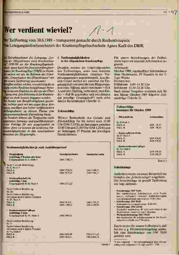 Vorschauseite 1: Wer verdient wieviel? Der Tarifvertrag vom 30.6.1989