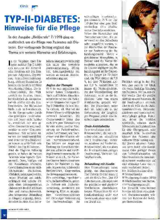 Vorschauseite 1: Typ-II-Diabetes: Hinweise für die Pflege