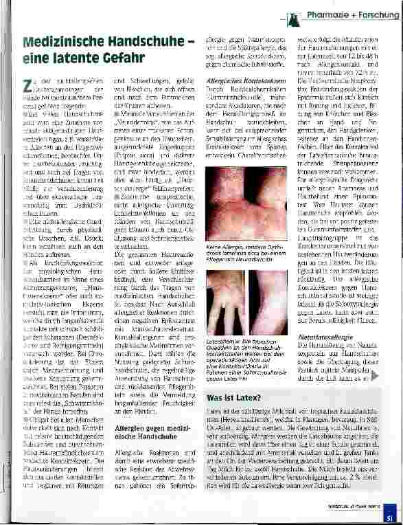 Vorschauseite 1: Medizinische Handschuhe - eine latente Gefahr