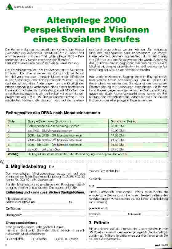 Vorschauseite 1: Altenpflege 2000 - Perspektiven und Visionen eines Sozialen Berufes