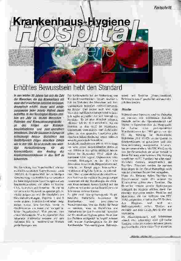 Vorschauseite 1: Krankenhaus-Hygiene HospitalErhöhtes Bewusstsein hebt den Standard