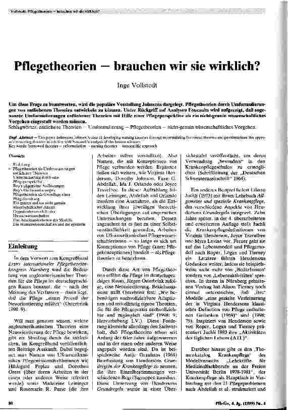 Vorschauseite 1: Pflegetheorien - brauchen wir sie wirklich?