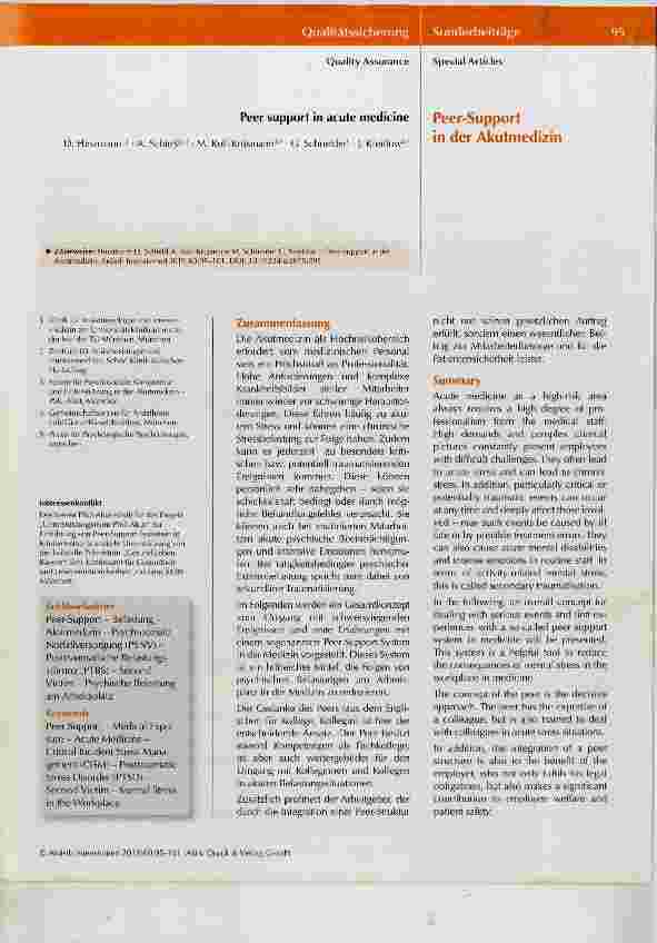 Vorschauseite 1: Peer-Support in der Akutmedizin