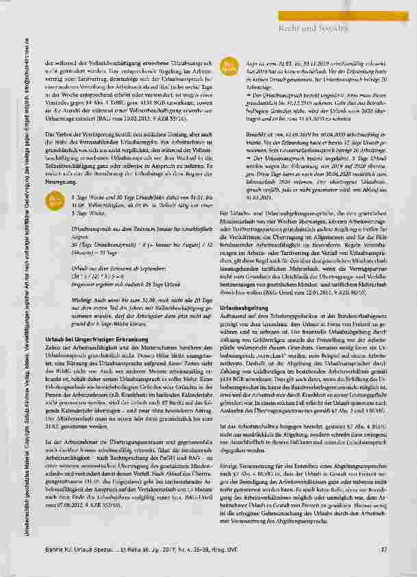 Vorschauseite 2: Urlaub Spezial alles rund ums Thema Urlaubsansprüche