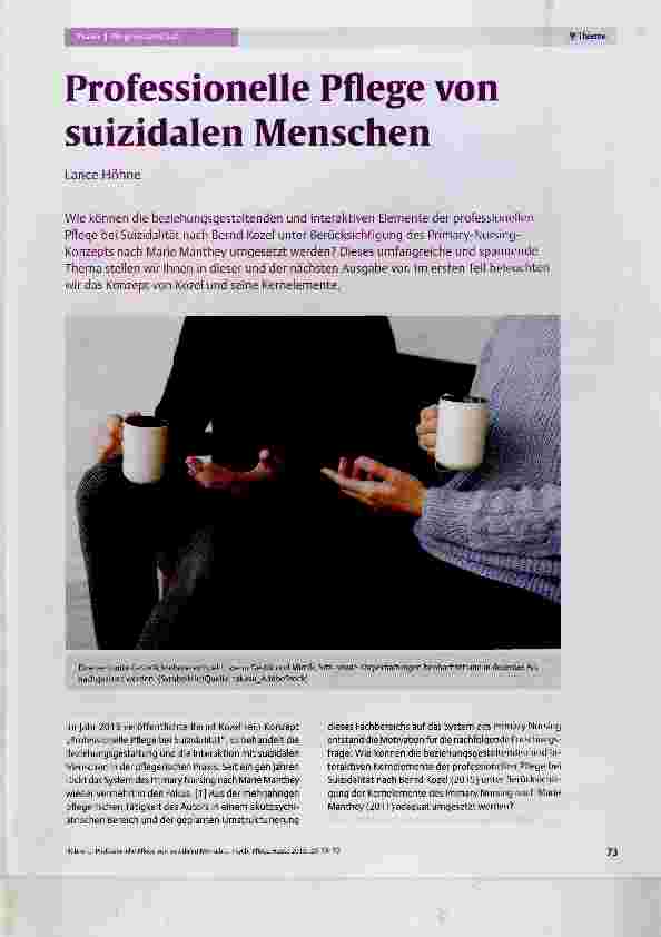 Vorschauseite 1: Professionelle Pflege von suizidalen Menschen