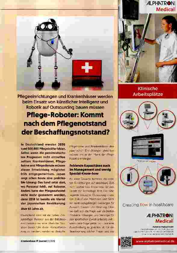 Vorschauseite 1: Pflege-Roboter: Kommt nach dem Pflegenotstand der Beschaffungsnotstand?
