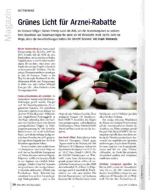 Vorschauseite 1: Grünes Licht für Arznei-Rabatte
