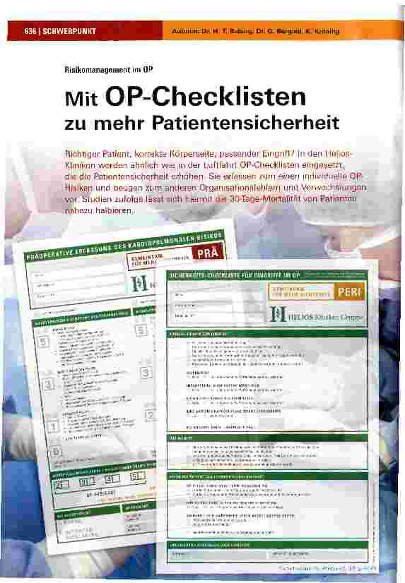 Vorschauseite 1: Mit OP-Checklisten zu mehr Patientensicherheit