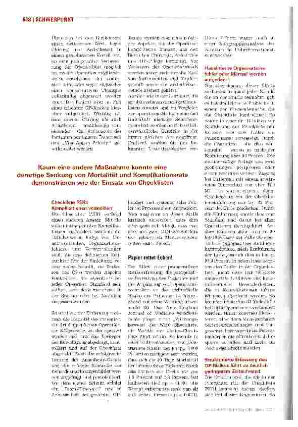 Vorschauseite 3: Mit OP-Checklisten zu mehr Patientensicherheit