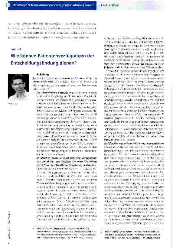 Vorschauseite 1: Wie können Patientenverfügungen der Entscheidungsfindung dienen?