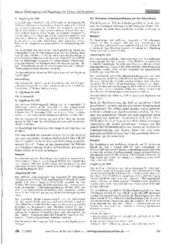 Vorschauseite 4: Übertragung und Abgeltung von Urlaub bei Krankheit: Die Entscheidungen des EuGH vom 20. Januar 2009 und des BAG vom 24. März 2009 in der Praxis der Anwender des TV-L und TVöD