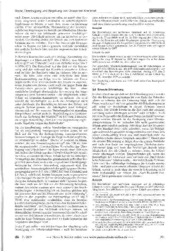 Vorschauseite 6: Übertragung und Abgeltung von Urlaub bei Krankheit: Die Entscheidungen des EuGH vom 20. Januar 2009 und des BAG vom 24. März 2009 in der Praxis der Anwender des TV-L und TVöD