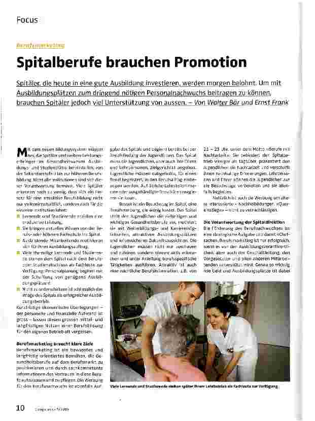 Vorschauseite 1: Spitalberufe brauchen Promotion