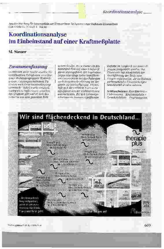 Vorschauseite 1: Koordinationsanalyse im Einbeinstand auf einer Kraftmeßplatte