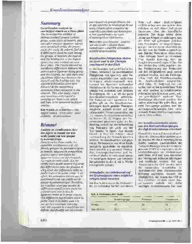 Vorschauseite 2: Koordinationsanalyse im Einbeinstand auf einer Kraftmeßplatte