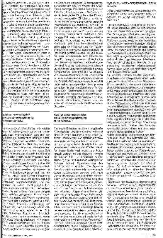 Vorschauseite 2: Mangelhafte Bewußtseinsausschaltung während Allgemeinanästhesie Häufigkeit und klinische Bedeutung