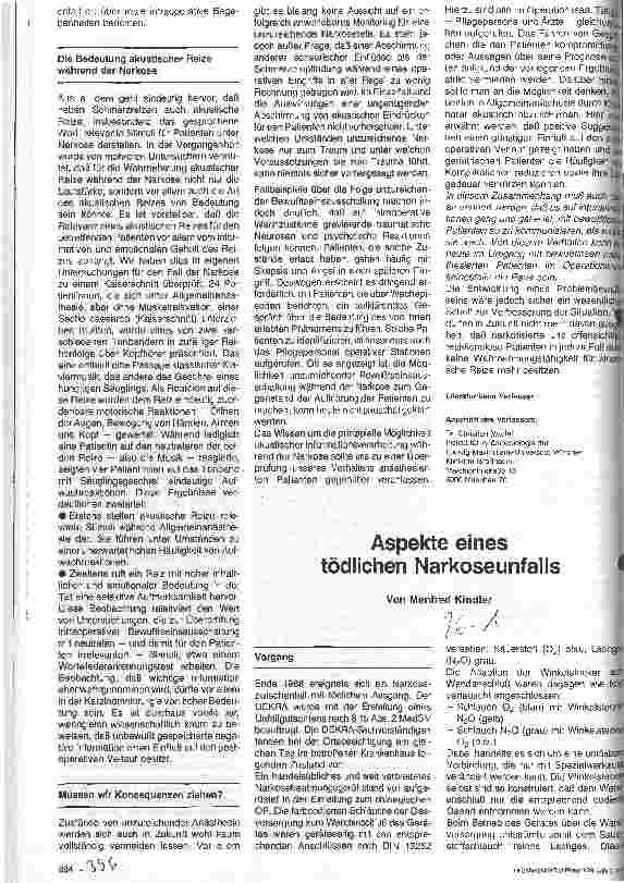 Vorschauseite 3: Mangelhafte Bewußtseinsausschaltung während Allgemeinanästhesie Häufigkeit und klinische Bedeutung