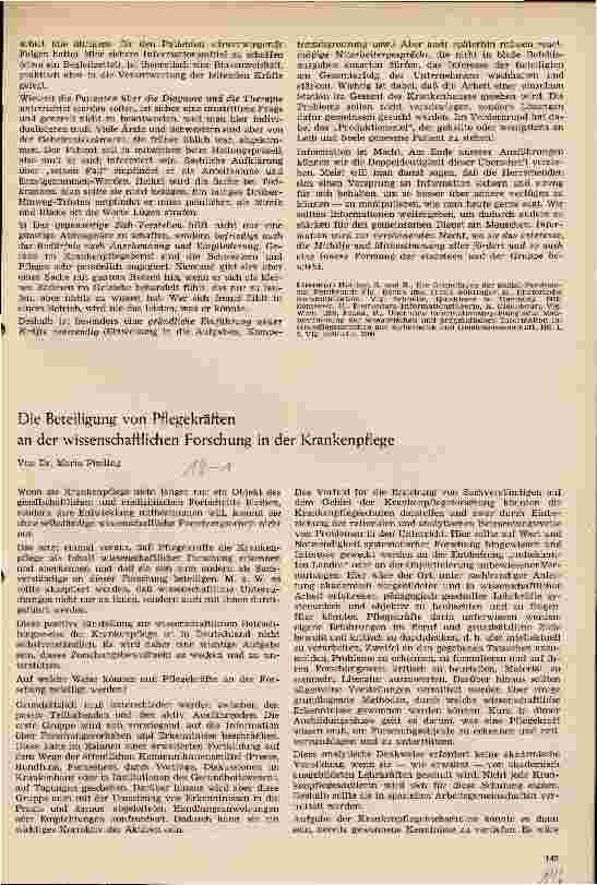 Vorschauseite 1: Die Beteiligung von Pflegekräften an der wissenschaftlichen Forschung in der Krankenpflege