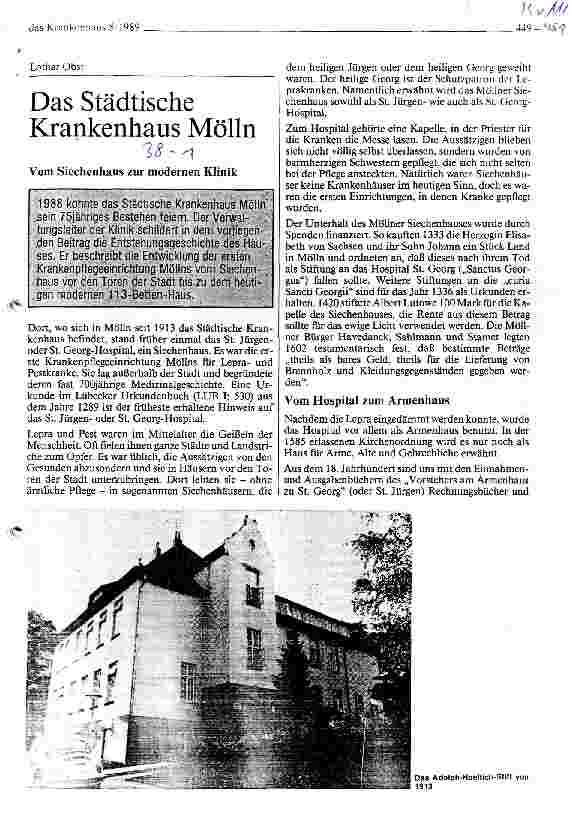 Vorschauseite 1: Das Städtische Krankenhaus Mölln Vom Siechenhaus zur modernen Klinik