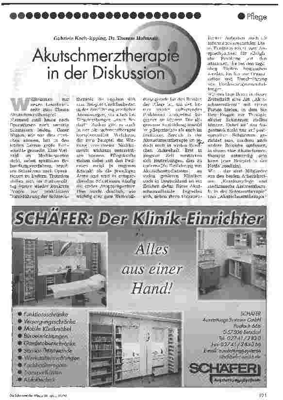 Vorschauseite 1: Akutschmerztherapie in der Diskussion