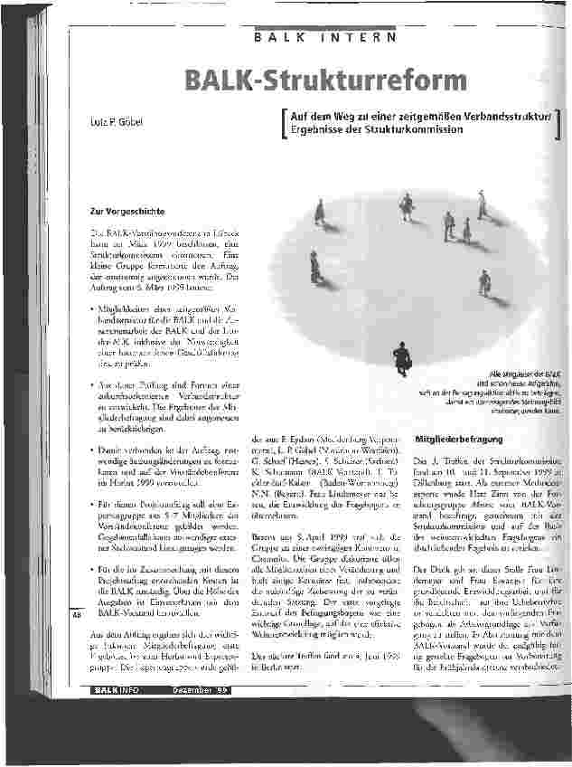 Vorschauseite 1: BALK-Strukturreform Auf dem Weg zu einer zeitgemäßen Verbandsstruktur/Ergebnisse der Strukturkommission