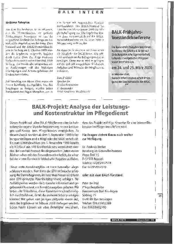 Vorschauseite 2: BALK-Strukturreform Auf dem Weg zu einer zeitgemäßen Verbandsstruktur/Ergebnisse der Strukturkommission