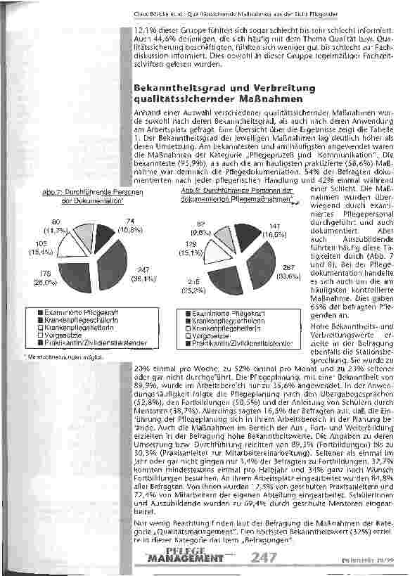Vorschauseite 5: Qualitätssichernde Maßnahmen aus der Sicht Pflegender Bekannheit, Verbreitung und Einschätzung
