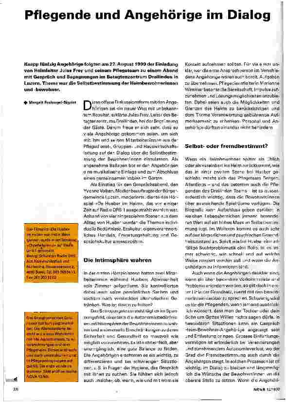 Vorschauseite 1: Pflegende und Angehörige im Dialog