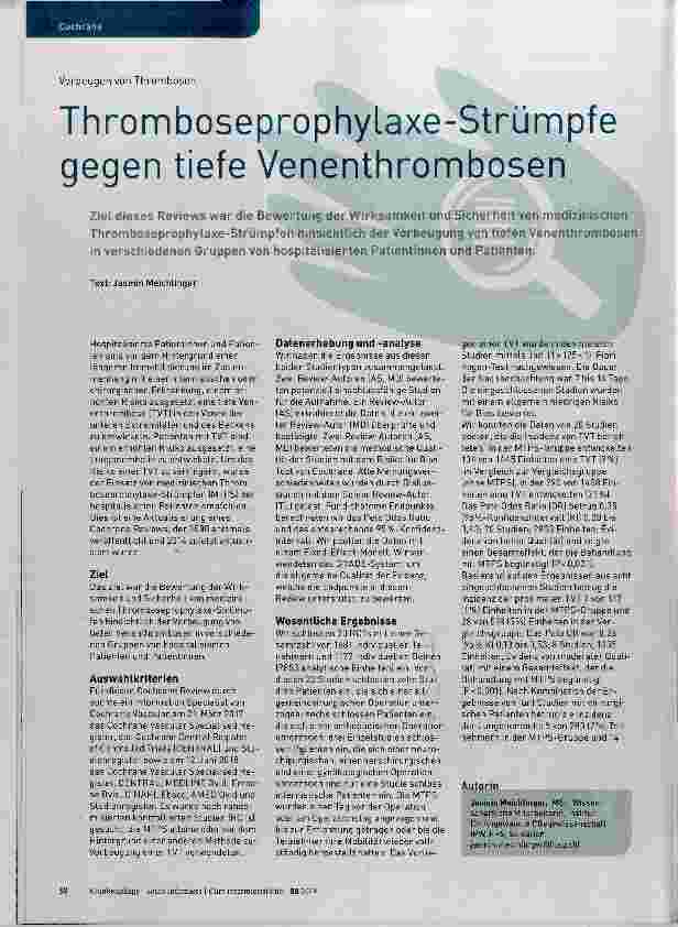 Vorschauseite 1: ThromboseprophyLaxe-Strümpfe gegen tiefe Venenthrombosen