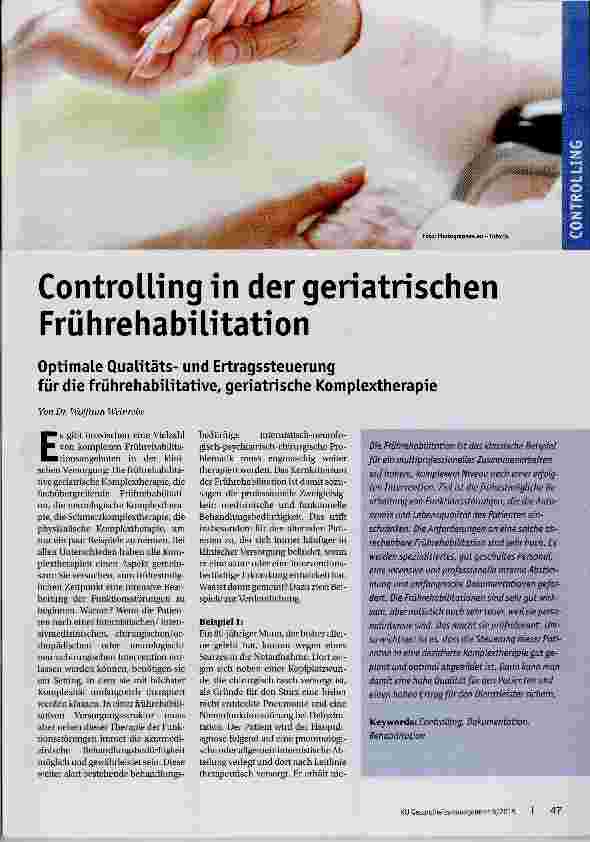 Vorschauseite 1: Controlling in dergeriatiischen Frührehabilitation