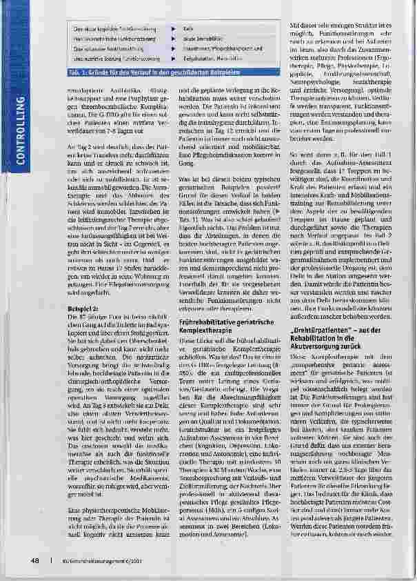 Vorschauseite 2: Controlling in dergeriatiischen Frührehabilitation